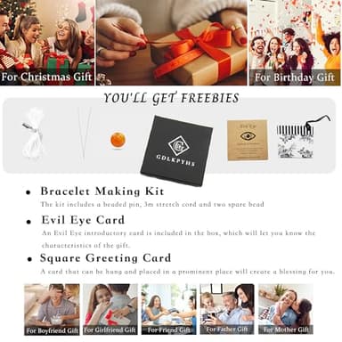 GDLKPYHS Evil Eye Bracelet - Evil Eye Charm Protection Bracelet - Beaded Bracelets, 8mm Natural Stone Agate Crystal Beads Handmade Gifts for Women Men (Yellow) - Image 7