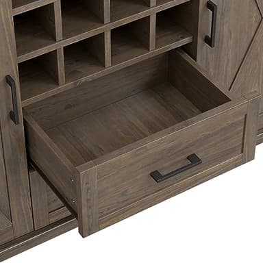 SIMPLIHOME Ela Solid Wood and Pine 54 inch x 18 inch Rectangle Transitional Sideboard with Wine Storage in Smoky Brown for The Dining Room and Kitchen - Image 8