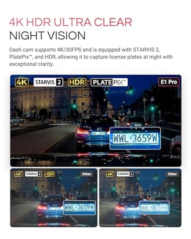 Vantrue E1 Pro 4K Mini Dash Cam Front, STARVIS 2 PlatePix HDR Night Vision Car Camera, Built-in 5G WiFi GPS, 1.54'' IPS Screen, LTE Support, Voice Control, 24/7 Buffered Parking Mode, Support 1TB Max - Image 3