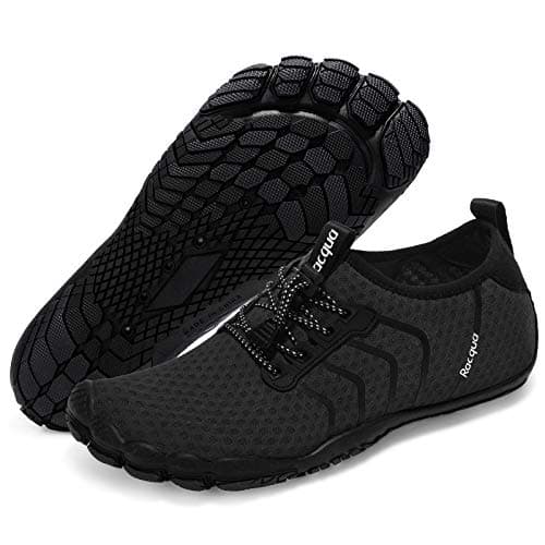 Racqua Water Shoes Quick Dry Barefoot Beach Aqua Sport Swim Surf Pool Hiking Diving Walking for Men Women Black 10 W/9 M - Image 1