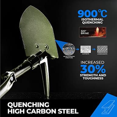 18'' Military Folding Camping Shovel, Offroad Survival High Carbon Steel Shovel (Olive) AugTouf by toolant - Image 2