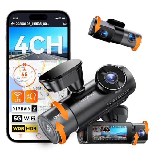 Vantrue N5S 4 Channel 360 Degree WiFi Dash Cam, STARVIS 2, IR Night Vision, 2.7K+1080P*2+1440P Front Rear Inside Dashcam, Voice Control, GPS, 24 Hours Parking Mode, LTE Support, Support 1TB Max - Image 1