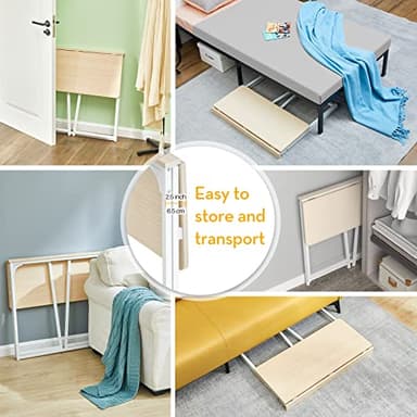 WOHOMO Folding Desk, Small Foldable Desk 31.5" for Small Spaces, Space Saving Computer Table Writing Workstation for Home Office, Easy Assembly, Oak - Image 6