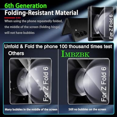 IMBZBK 9 in 1 for Samsung Galaxy Z Fold 6 Screen Protector, 3 Inside Flexible Film + 3 Front Tempered Glass + 3 Camera Lens Protector Accessories with Installation Frame No bubbles - Image 5