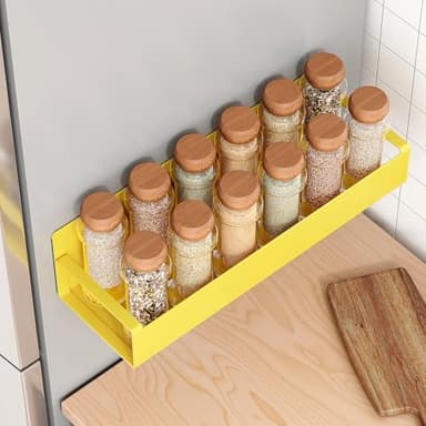 Vetacsion 4 Pack Moveable Fridge Magnetic Spice Racks,Metal Yellow - Image 3