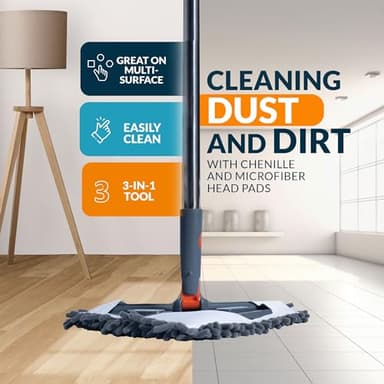 Generic Sekundoj Wall Cleaning Mop with Long Handle 85 inches, Wall Cleaner Kit with 6 Microfiber Reusable Mop, Wall Cleaner Multifunctional, Gray - Image 9