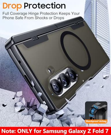 SPIDERCASE Only Designed for Samsung Galaxy Z Fold 7 Case,Built-in [Screen Protector] [Hinge Protection] [Kickstand] Full Body Protective Phone Case for Galaxy Z Fold 7 - Black - Image 5