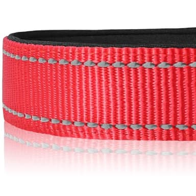 Joytale Reflective Dog Collar,Soft Neoprene Padded Breathable Nylon Pet Collar Adjustable for Large Dogs,Red,L - Image 4