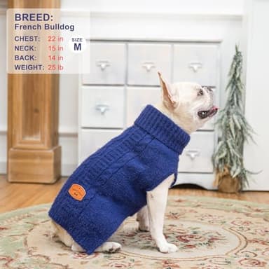BEAUTYZOO Small Dog Sweater -Turtleneck Knitted Dog Sweaters for Dogs Puppy Girls Boys, Winter Dog Clothes Cable Knitwear with Leash Hole, Dog Christmas Sweater Pullover Sweatshirt for S M Pet Apparel - Image 7