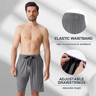 BAMBOO COOL Men's Pajama bottoms Lounge Sleep Shorts Soft Comfortable Breathable Pajamas Shorts with Pockets 2 Pack, X-Large - Image 4