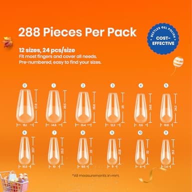 Beetles Gel Nail Tips Medium Coffin Etch X Nail Tips, 12 Sizes 288Pcs Pre Shaped Half Matte Press On Nails Full Cover False Nails for Pastel Spring Nails Acrylic Fake Nails Nail Extensions Kit - Image 3