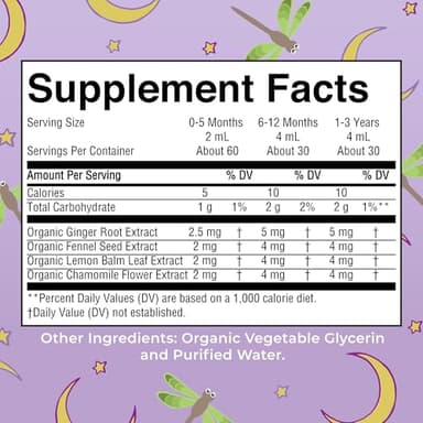 USDA Organic Nighttime Gripe Water for Babies by MaryRuth's | Herbal Blend for Little Tummies | Baby Essentials | Ages 0+ | Ginger Root | Lemon Balm | Fennel Seed | Vegan | 4 oz | 30-60 Servings - Image 2