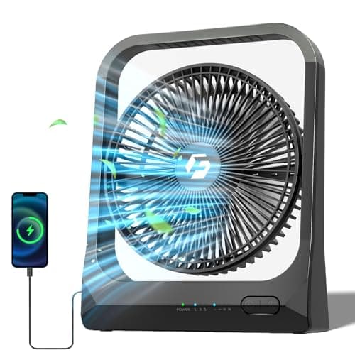 8-inch USB Portable Fan - 20800mAh Rechargeable Battery Operated Fan (80Hrs work time) - Personal Desk Fans - Battery Powered Fans use for Bedroom, Desktop, Table, Office, Camping, and Outdoor - Image 1
