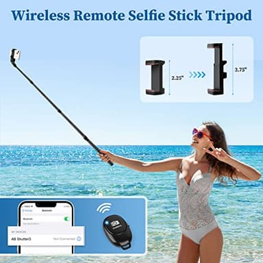 Nineigh Phone Tripod, 70" Selfie Stick Tripod Stand Cell Phone Tripods with Remote Phone Holder Carry Bag, Aluminum Alloy Selfie Stick Tripods, Compatible with iPhone Samsung GoPro Smartphone - Image 3