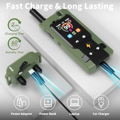 Dog Training Collar with Remote - Upgraded 5 Modes with Step Counting & Light Dog Shock Collar 3300FT IP67 Waterproof Rechargeable E-Collar for Large Medium Small Dogs (Green) - Image 8