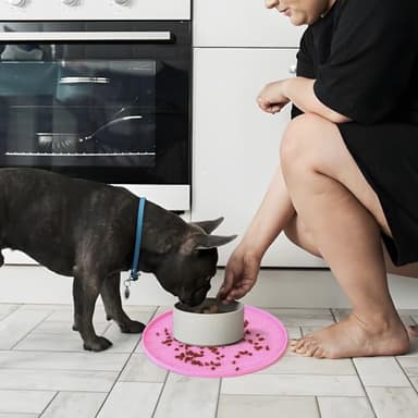 Silicone Pet Food Mat - Waterproof Dog Food Bowl Mat Cat Feeding Mat Thicker Pet Placemat Eating Mat with High Lip to Prevent Spills, Dog & Cat Water Bowl Mat for Messy Drinkers to Protect Floors,Pink - Image 7