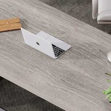 LVB Grey Desk, Industrial Wood Home Office Computer Desk for Bedroom, Farmhouse Metal Wooden Study Work PC Gaming Writing Table, Modern Simple Executive Writing Desk, 47 Inch, Light Gray - Image 5