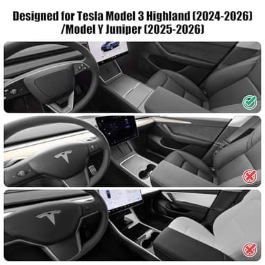 POKUNG Center Console Leather Armrest Cover Designed for 2024-2026 Refresh Model 3 Highland/Model Y Juniper 2025-2026,Center Console Accessories for Tesla Model 3/Y 2026 Interior Accessories Black - Image 2