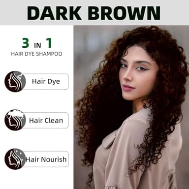MOISTAR Dark Brown Hair Dye Shampoo 3 in 1 for Gray Coverage for Women/Men, Color Shampoo Instant Herbal Ingredients Semi Permanent - Image 5