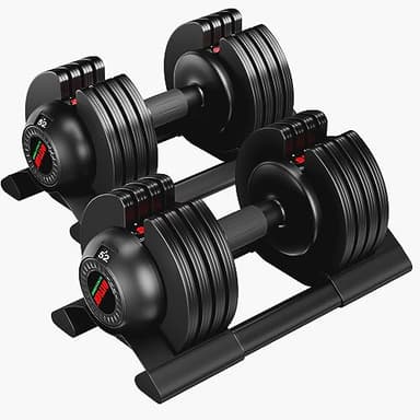 Adjustable Dumbbell Set with Tray - 52lbs, Anti-Slip Handle & Weight Plate for Home Strength Training - Image 1
