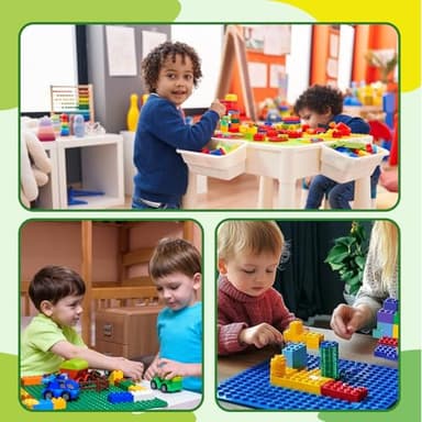 Husfunov 4 Pack Classic Baseplates, Building Plates for Building Bricks, Compatible with All Major Brands and Activity Table-Baseplate 10" x 10", Age 3 and up, Multicolored - Image 6
