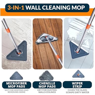 Generic Sekundoj Wall Cleaning Mop with Long Handle 85 inches, Wall Cleaner Kit with 6 Microfiber Reusable Mop, Wall Cleaner Multifunctional, Gray - Image 7