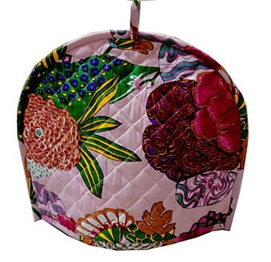 Tea Cozy for Teapot -Vintage Peach Floral Printed Insulated 100% Cotton Handmade Dust Cover for Teapot Features an Indian Mandala Designs in England and fits 1 to 6 Cup Kettle Cover - Image 6