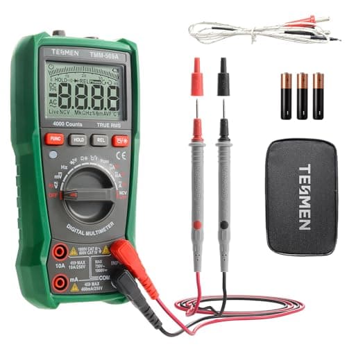 TESMEN TMM-569A Digital Multimeter, TRMS 4000 Counts Ohmmeter, Auto-Ranging Voltage Tester with NCV, Voltage & Current, Resistance, Continuity, Diode, Capacitance, Phase, Temperature, Live Wire -Green - Image 1