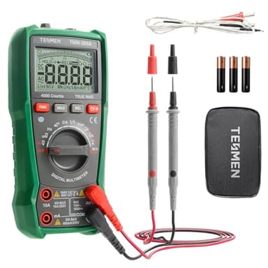 TESMEN TMM-569A Digital Multimeter, TRMS 4000 Counts Ohmmeter, Auto-Ranging Voltage Tester with NCV, Voltage & Current, Resistance, Continuity, Diode, Capacitance, Phase, Temperature, Live Wire -Green - Image 1