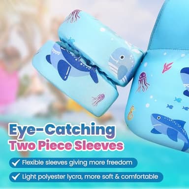 HeySplash Swim Vest for Kids, Toddler Pool Floaties Fit 31-66 Lbs, Children Swimming Vest with Adjustable Strap, Swim Jacket Water Wing Arm Float, Puddle Beach Boat Jumper Boy Girl Age 2-7,Blue Shark - Image 6