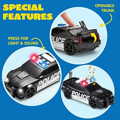 JOYIN 4 Packs Emergency Vehicle Toy Playsets, Friction Powered Vehicles with Light and Sound, Including Fire Truck, Ambulance, Play Police Car and Helicopter, Christmas Toddler Kids Boys Gifts - Image 4