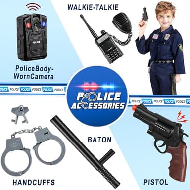 Joycover Police Officer Costume for Kids - Deluxe Police Costume for Kids with Accessories, Kids Halloween Costumes for Boys Girls, Cop Outfit Role Play Kit for Halloween Career Day-M - Image 5