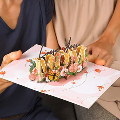 Paper Love 3D Love You Mom Pop Up Mothers Day Card, For Mom, Wife, All Occasion - 5" x 7" Cover - Includes Envelope and Note Tag - Image 5