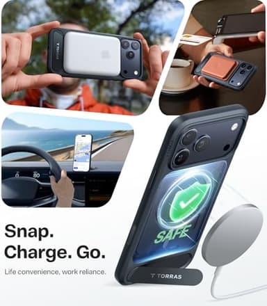 TORRAS Strong Magnetic & Seamless Stand for iPhone 17 Pro Max Case, Fit for MagSafe, Military Grade Drop Protection, Sturdy Adjustable Kickstand Slim for iPhone 17 Pro Max Case Translucent Matte Black - Image 3