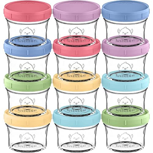 KeaBabies 12pk 4oz Glass Baby Food Containers with Lids - Leak-Proof, Microwavable Small Glass Jars, Baby Purees & Toddler Snack Storage Containers, BPA-Free, Dishwasher & Freezer Safe (Nord) - Image 1