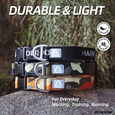 JC HOUSE Soft Padded Dog Collar, Neck 12’’-20’’, Adjustable Heavy Duty Collar with 3M Reflective Logo for Medium, Large Dogs, Camo Green, M - Image 2