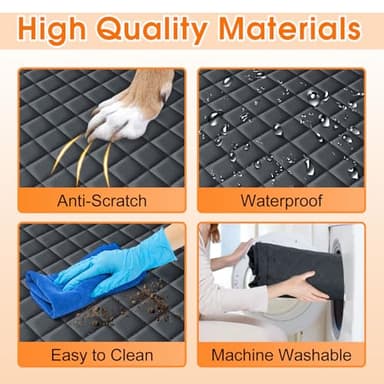 NECKORY Dog Car Seat Cover, Durable Waterproof Scratch Proof Nonslip Dog Hammock, Back Seat Covers with Pocket for Cars SUVs and Trucks - L, Black/Orange - Image 4