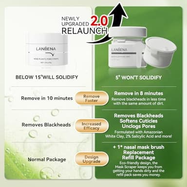 LANBENA 2.0 Blackhead Remover, Nose Plants Pore Strips Deep Cleansing Peel off Mask with Salicylic Acid, Amazonian White Clay, 60Pcs Nose Strips Black Heads Remover from Face - Image 3
