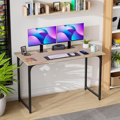 PayLessHere | 47 Inch Computer Desk | Nature | Office Desk with Metal Frame, Adjustable Feet | Water-Resistant, Scratchproof Surface | Sturdy Writing Table for Home Office or Study | Pack of 1 - Image 2