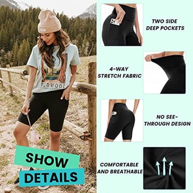 3 Pack Biker Shorts with Pockets for Women – 8"/5" High Waisted Tummy Control Workout Spandex Shorts for Gym Yoga - Image 3