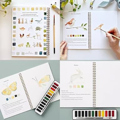 Watercolor Workbook,Birds Watercolors Workbooks,12 Colors Watercolors Paint Set with Paint Brush,Art Crafts Painting Supplies,Watercolor Workbook for Adults and Teens (Birds) - Image 3