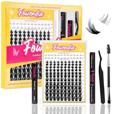 Fowendia Manga Lash Clusters Kit 8-18mm Eyelash Clusters DIY Lash Extension Kit Waterproof Anime Lashes Ultra-Thin Invisible Band 0.3mm Individual Cluster Eyelash Extensions, California Sunset-Kit - Image 1