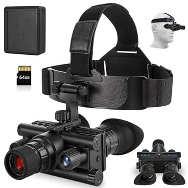 4K Night Vision Goggles with 8X Zoom & Manual Focus - Helmet-Mountable HD Infrared Binoculars for Hunting Camping Surveillance, 64GB SD Card Included, USB-C Rechargeable (12 Hour Battery Life) - Image 1