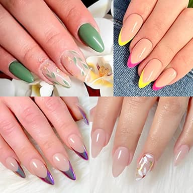 UNA GELLA Almond Fake Gel Nail Tips, 216pcs Medium Almond Pre Shaped Nails Tips for Long-Lasting Acrylic Nails, Perfect for DIY At Home French Style Nail Salon 12 Sizes - Image 2