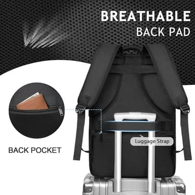 MATEIN Carry on Backpack, Flight Approved Travel Backpack with USB Port, TSA Personal Item Travel Bag fits 17" Laptop, Large Water Resistant Luggage Overnight Weekender Bag for Men & Women, Black - Image 5