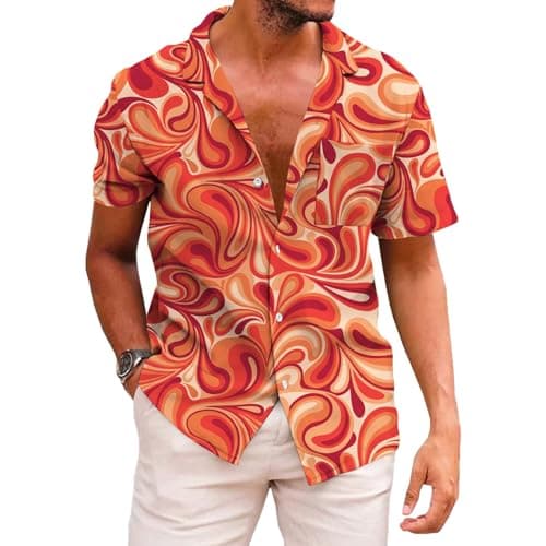 KYKU Mens Button Down Hawaiian Shirts Summer Accessories, Abstract Pattern, 4XL - Image 1