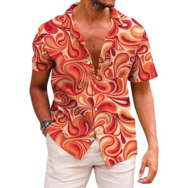 KYKU Mens Button Down Hawaiian Shirts Summer Accessories, Abstract Pattern, 4XL - Image 1