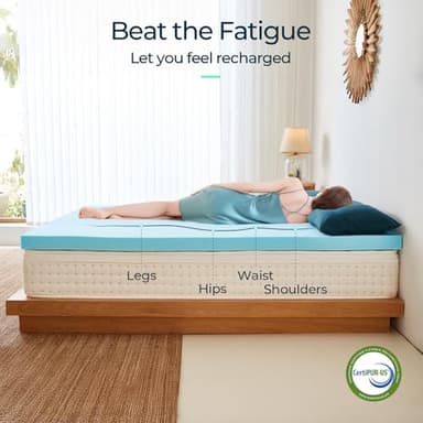 LINSY Queen Memory Foam Mattress Topper, 3 Inch Medium Soft Memory Foam for Back Pain, Cooling Gel Memory Foam Queen Bed Mattress Topper, CertiPUR-US Certified - Image 5
