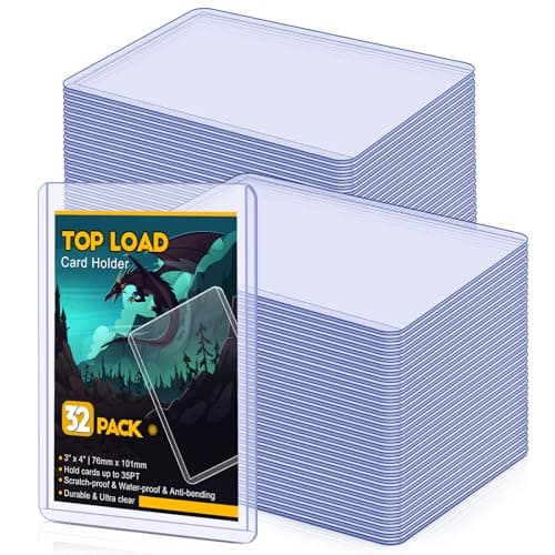32 Count Topload Card Holder, Sooez 35PT Topload Card Protector, 3" x 4" Hard Plastic Card Sleeves, Baseball Card Protector, Rigid Toploading Card Case for Collectible Trading Sports Cards - Image 1