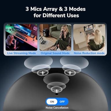 EMEET Piko+ Webcam 4K, World's 1st Dual-Camera AI-Powered 4K Webcam, 1/2.55'' Sony Sensor, 3 Mics&3 Sound Modes, Panda Magnetic Privacy Cover, USB C-C&C-A, Ideal for Livestreamers and Content Creators - Image 6